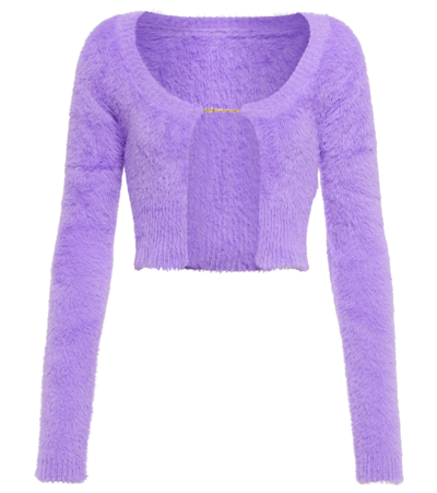 Shop Jacquemus La Maille Neve Manches Longues Cardigan In Purple