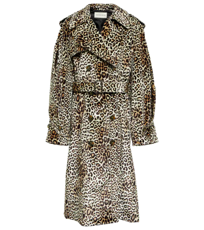 Shop Alexandre Vauthier Leopard-print Velvet Trench Coat