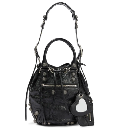 Shop Balenciaga Le Cagole Small Leather Bucket Bag In Black