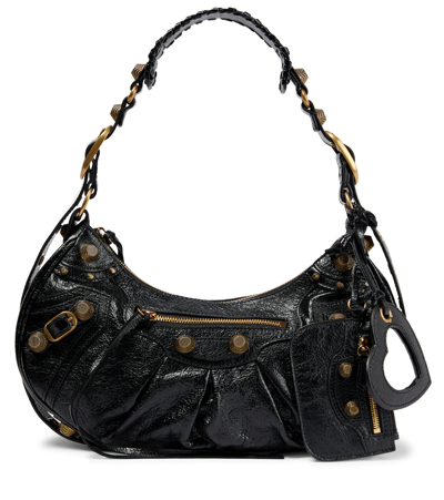 Shop Balenciaga Le Cagole Small Leather Shoulder Bag In Black