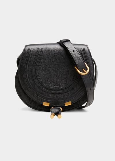 Shop Chloé Marcie Small Crossbody Bag In Grained Leather In Black