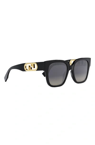 Shop Fendi The  O'lock 55mm Geometric Sunglasses In Shiny Black / Smoke Polarized