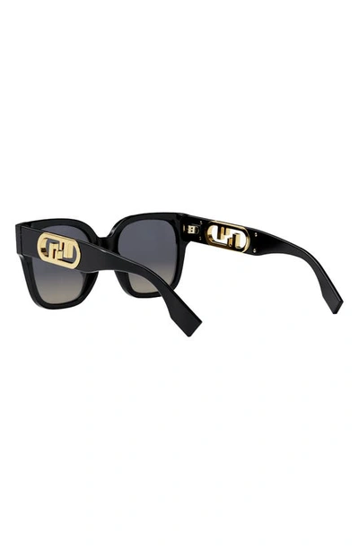 Shop Fendi ' O'lock 55mm Geometric Sunglasses In Shiny Black / Smoke Polarized