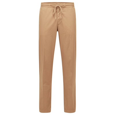 Shop Hugo Boss - Slim Fit Pants In Paper Touch Stretch Cotton In Brown