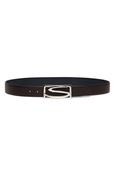 Shop Santoni Reversible Leather Belt In Black