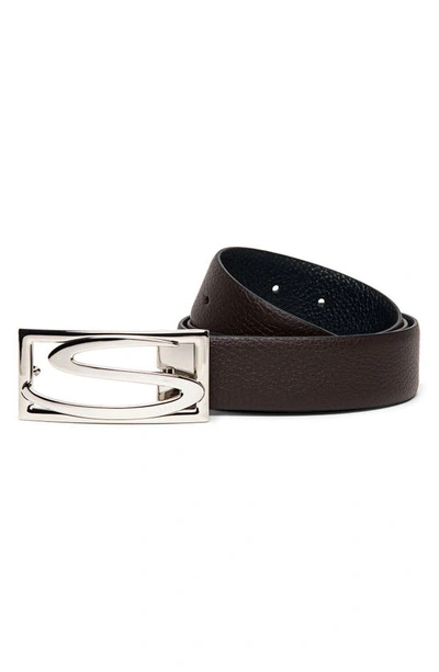 Shop Santoni Reversible Leather Belt In Black