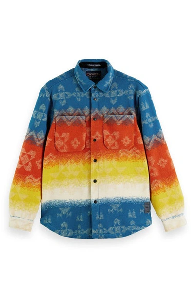 Shop Scotch & Soda Stripe Jacquard Snap-up Shirt Jacket In 0217-combo A