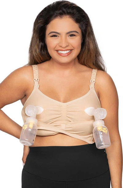 Shop Kindered Bravely Sublime Hands-free Pumping/nursing Bra In Beige