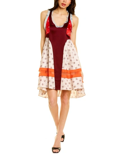 Shop Valentino Silk A-line Dress In Red