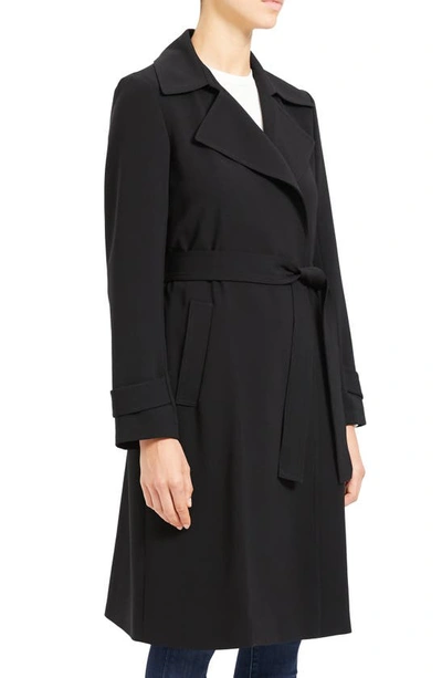 Theory Oaklane Admiral Crepe Trench Coat In Black