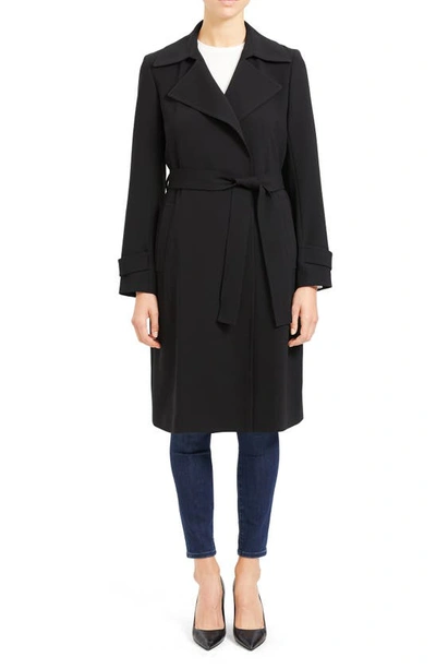Theory Oaklane Admiral Crepe Trench Coat In Black