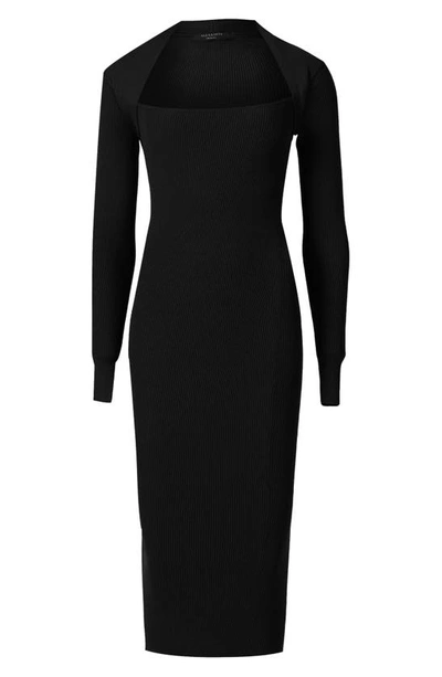 Shop Allsaints Rea Long Sleeve Midi Sweater Dress In Black