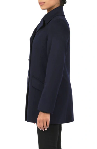 Shop Fleurette Reese Double Breasted Wool Coat In Midnight