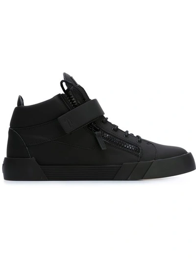 Giuseppe Zanotti Black Leather Matte High-top Sneakers