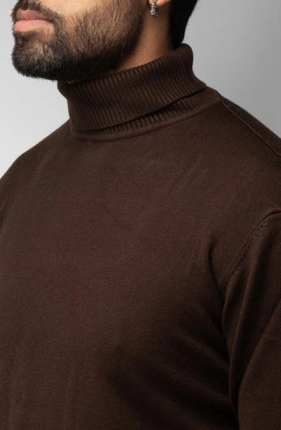 X-ray Turtleneck Pullover Sweater In Dark Brown