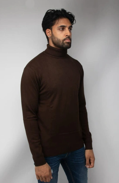 X-ray Turtleneck Pullover Sweater In Dark Brown