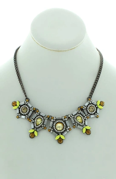 Olivia Welles Zanina Bib Necklace In Gunmetal / Multi