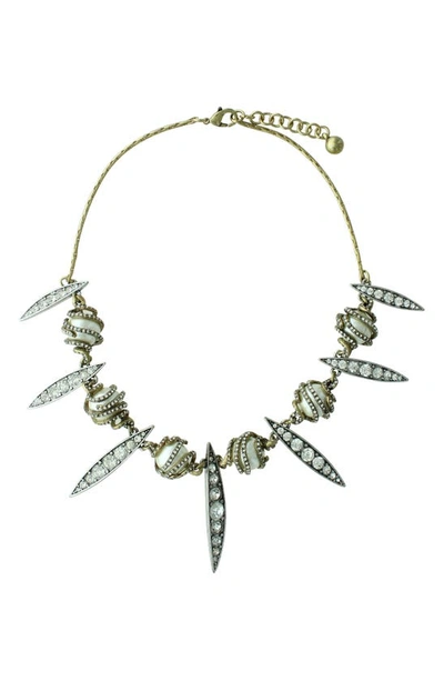 Olivia Welles Gold Plated Liliana Crystal Necklace In Gold / Gunmetal / Clear