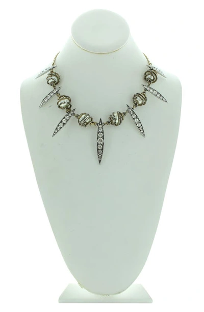 Olivia Welles Gold Plated Liliana Crystal Necklace In Gold / Gunmetal / Clear
