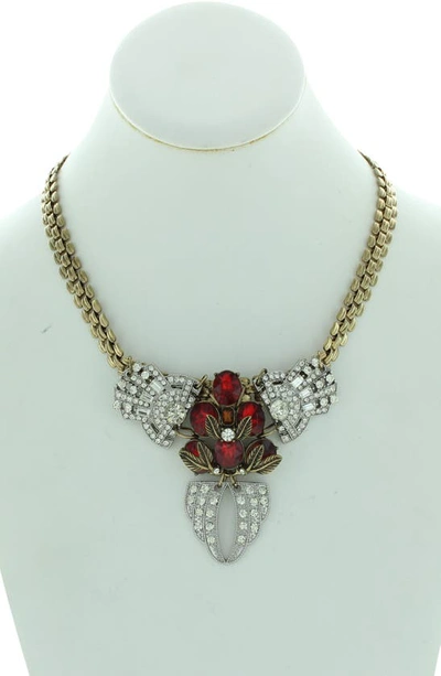 Olivia Welles Garnet Crystal Collar Necklace In Gold / Red