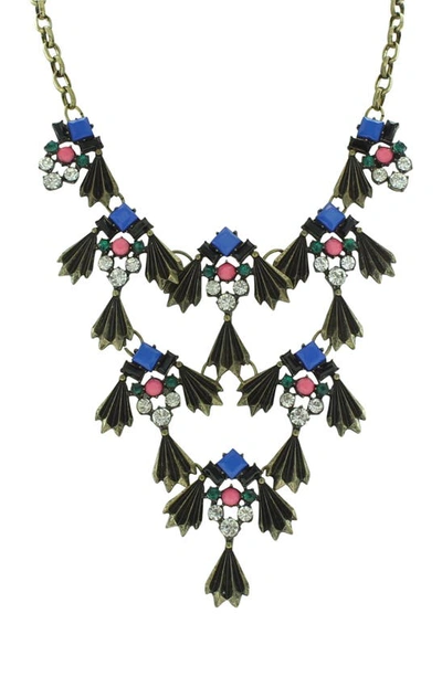 Shop Olivia Welles Abby Drop Necklace In Burnished Gold / Multi