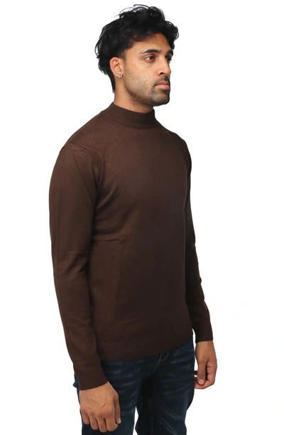 X-ray Core Mock Neck Knit Sweater In Dark Brown