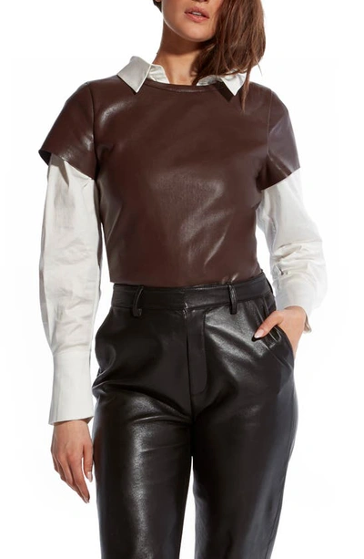 Shop As By Df New Guard Recycled Leather T-shirt In Mahogany