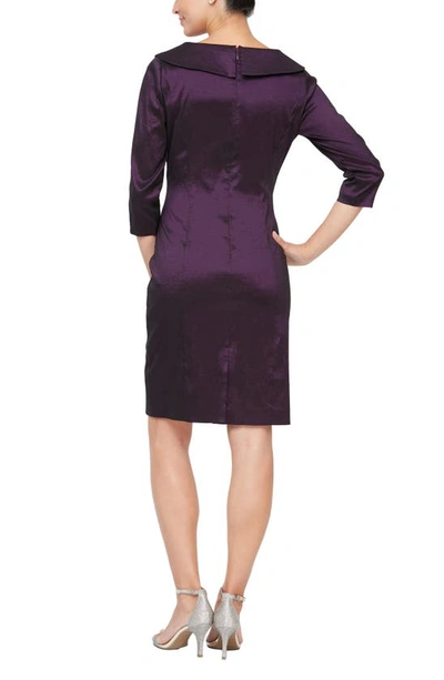 Shop Alex Evenings Taffeta Sheath Cocktail Dress In Plum