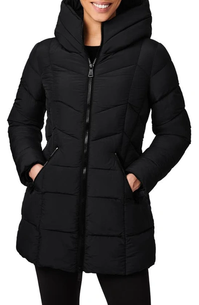 Shop Bernardo Hooded Water Resistant Puffer Jacket In Black