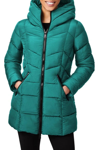 Shop Bernardo Walker Hooded Water Resistant Puffer Jacket In Kelly Green