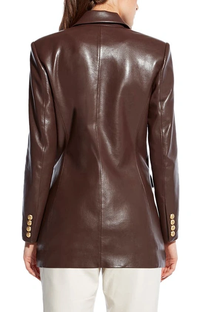 Shop As By Df Beck Recycled Leather Blend Blazer In Mahogany