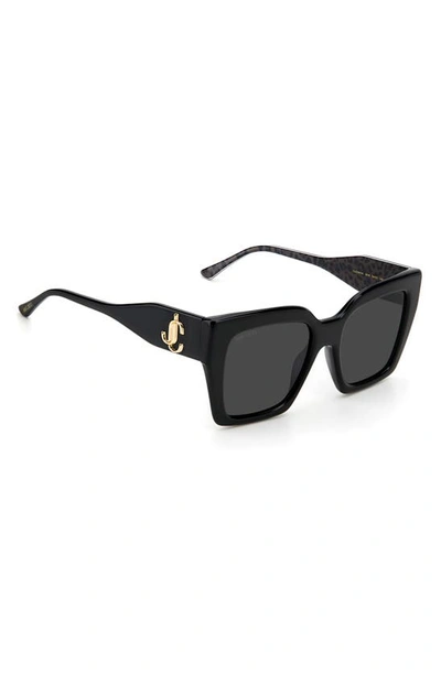 Shop Jimmy Choo Elenigs 53mm Square Sunglasses In Black / Grey