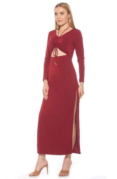 Shop Alexia Admor Farish Long Sleeve Maxi Dress In Burgundy