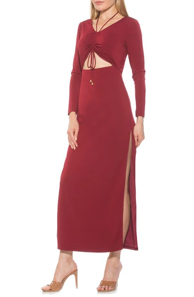 Shop Alexia Admor Farish Long Sleeve Maxi Dress In Burgundy