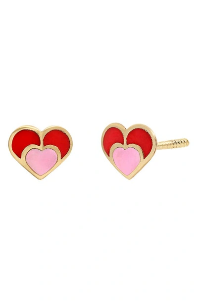 Shop Bony Levy Kids' 14k Gold Heart Stud Earrings In 14k Yellow Gold