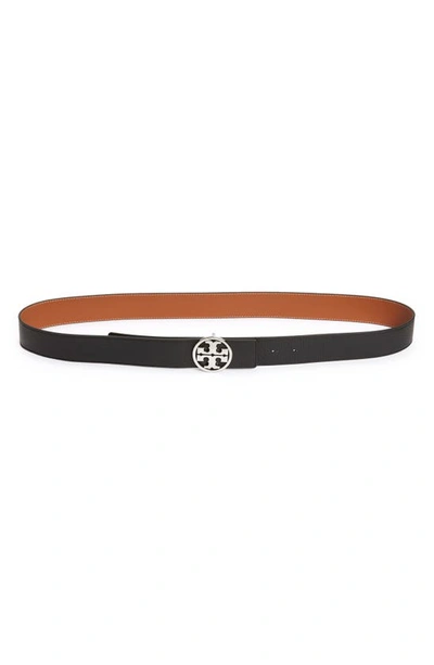 Tory Burch Reversible Miller Leather Belt In Black Cuoio | ModeSens