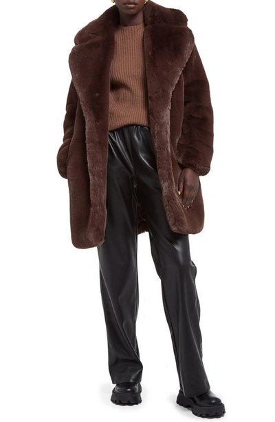 Shop Apparis Stella Faux Fur Coat In Espresso