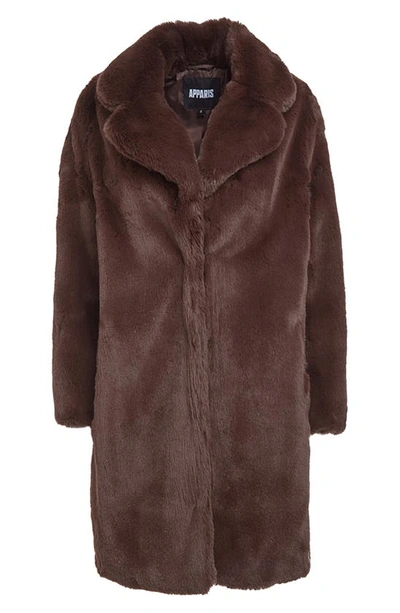 Shop Apparis Stella Faux Fur Coat In Espresso