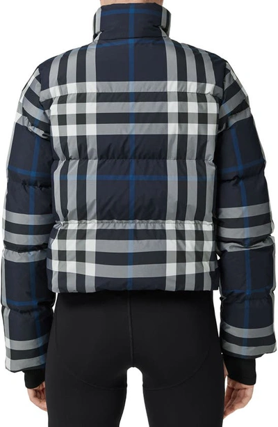 Shop Burberry Aldfield Check Down Puffer Jacket In White/ Dc Blue Ip Chk