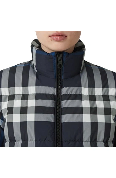Shop Burberry Aldfield Check Down Puffer Jacket In White/ Dc Blue Ip Chk