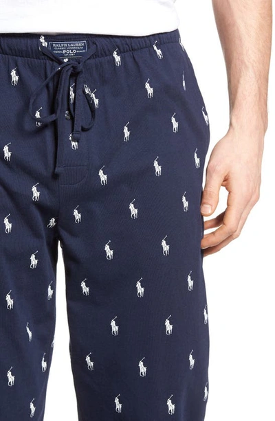 Shop Polo Ralph Lauren Pony Print Pajama Pants In Cruise Navy/ White