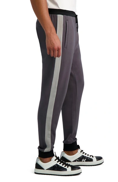 Shop Karl Lagerfeld Kidult Stripe Jogger Sweatpants In Grey