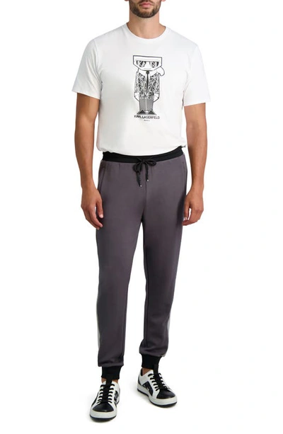 Shop Karl Lagerfeld Kidult Stripe Jogger Sweatpants In Grey