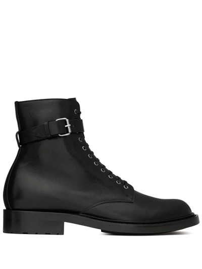 Shop Saint Laurent Army 20mm Buckle Boots In Black