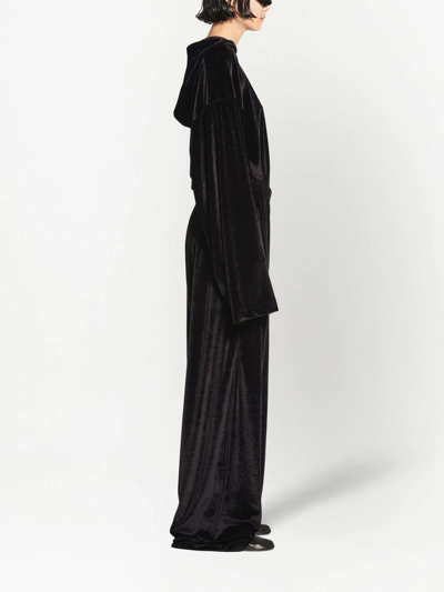 Shop Balenciaga Velvet Straight-leg Trousers In Black