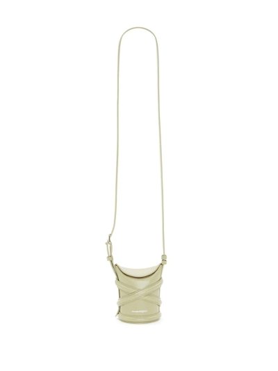 Shop Alexander Mcqueen The Curve Micro Bucket Bag In Neutrals