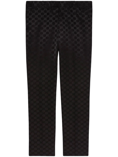Shop Gucci Gg Monogram Tailored Trousers In Black