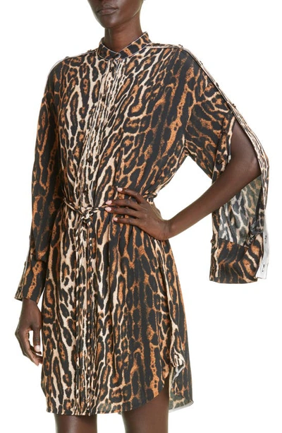 Shop Proenza Schouler Leopard Print Belted Shirtdress In Brown Multi