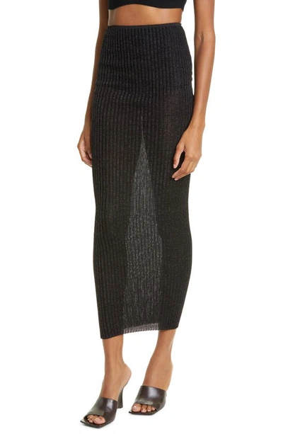 Shop A. Roege Hove Emma Ribbed Organic Cotton Blend Maxi Skirt In Black