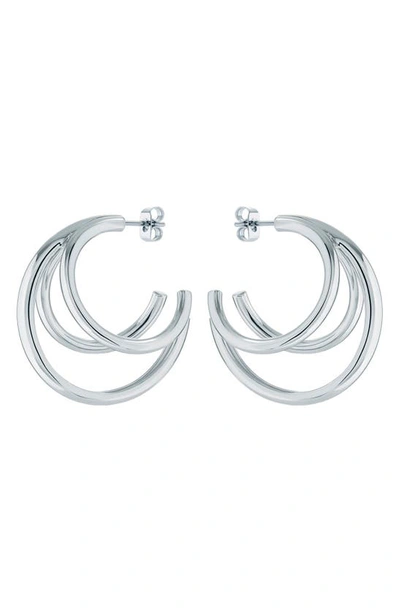 Shop Ted Baker Henreta Triple Hoop Earrings In Silver Tone